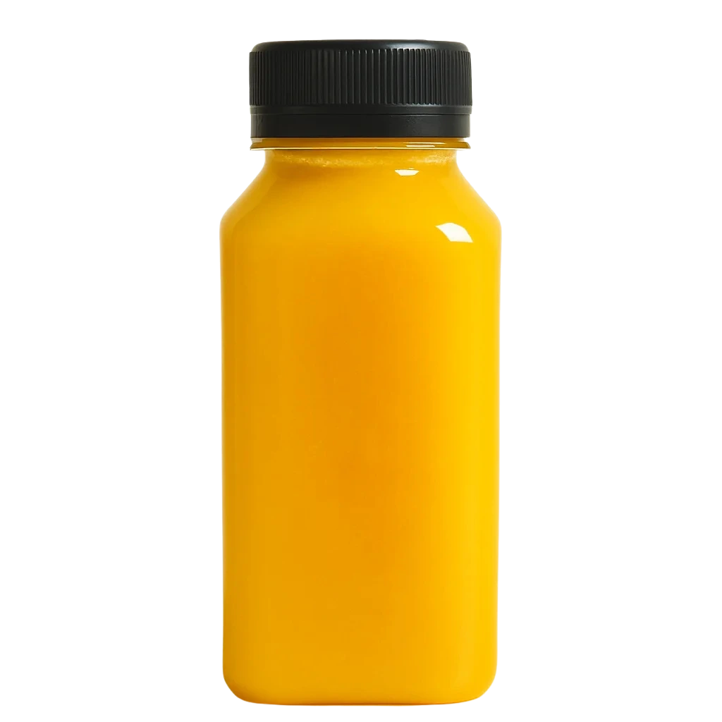 8oz ginger shot in a yellow bottle with black lid - natural immunity booster